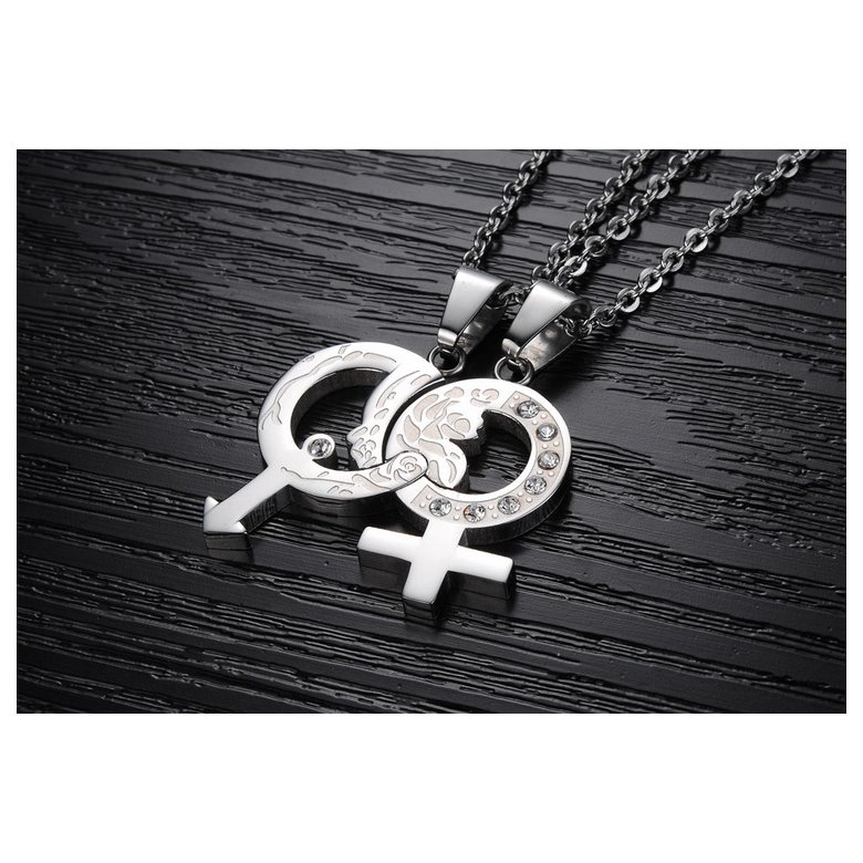 Wholesale Hot selling fashion stainless steel couples Necklacepair TGSTN033 2