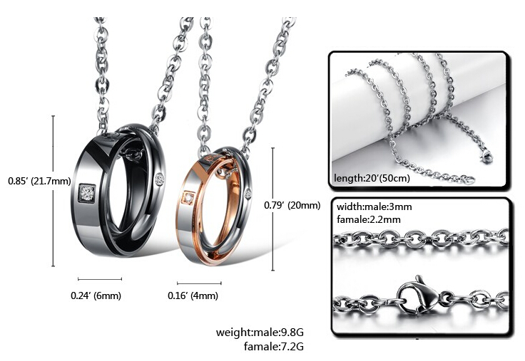 Wholesale Hot selling fashion stainless steel couples Necklace TGSTN035 5