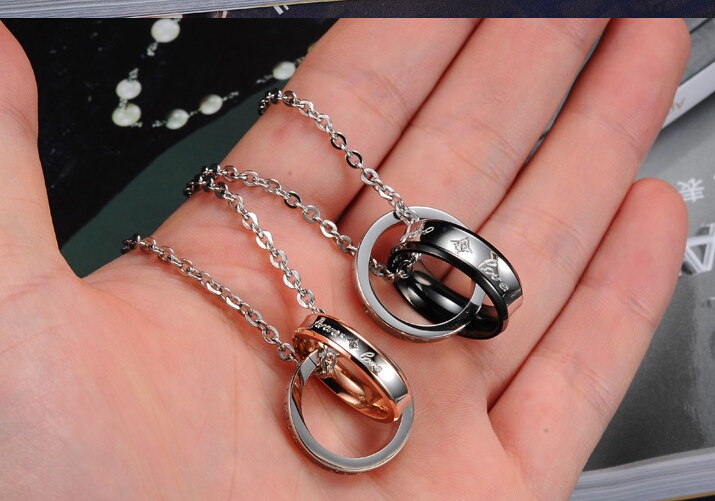 Wholesale Hot selling fashion stainless steel couples Necklace TGSTN082 2