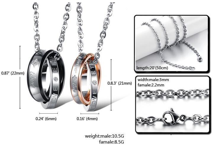 Wholesale Hot selling fashion stainless steel couples Necklace TGSTN082 5