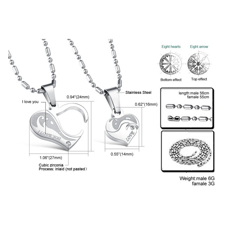 Wholesale Great Gift Love Symbols couples Necklace stainless steel Necklacepair TGSTN044 4