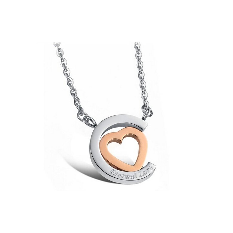 Wholesale Hot selling stainless steel starpeach hearts couples Necklace TGSTN123 1