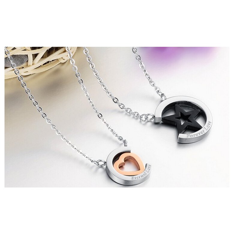 Wholesale Hot selling stainless steel starpeach hearts couples Necklace TGSTN123 2