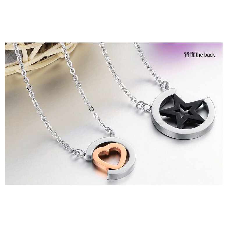 Wholesale Hot selling stainless steel starpeach hearts couples Necklace TGSTN123 3