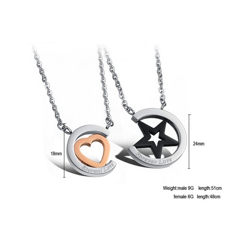 Wholesale Hot selling stainless steel starpeach hearts couples Necklace TGSTN123 4