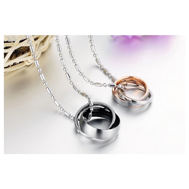 Wholesale Great Gift Love Symbols stainless steel couples Necklace CZ pendants TGSTN048 1