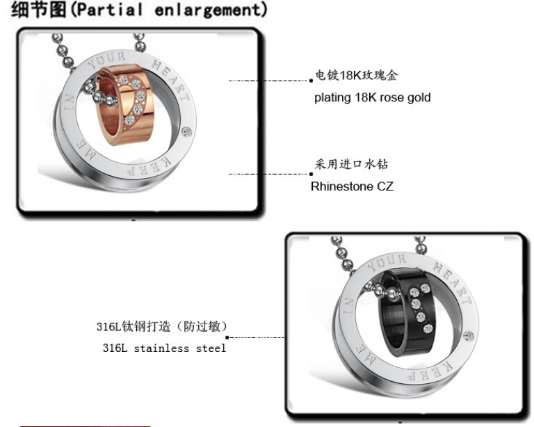 Wholesale Great Gift Love Symbols stainless steel couples Necklace pendants TGSTN049 5