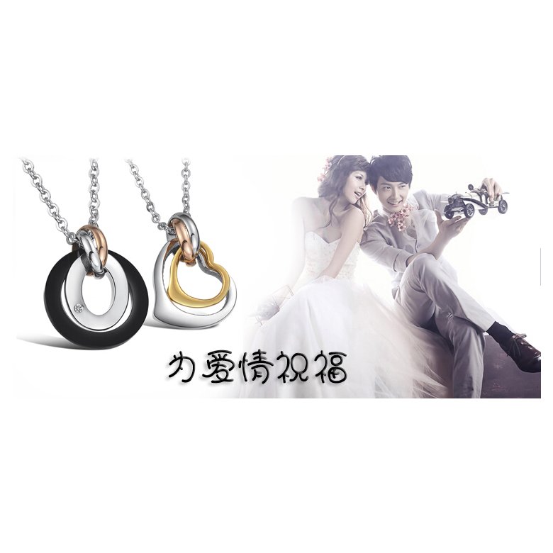 Wholesale Greatest Gift stainless steel couples Necklace CZ pendants TGSTN050 2