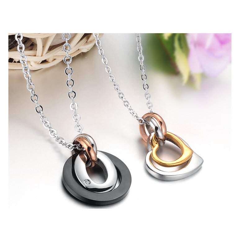 Wholesale Greatest Gift stainless steel couples Necklace CZ pendants TGSTN050 3