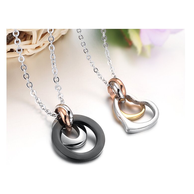Wholesale Greatest Gift stainless steel couples Necklace CZ pendants TGSTN050 4