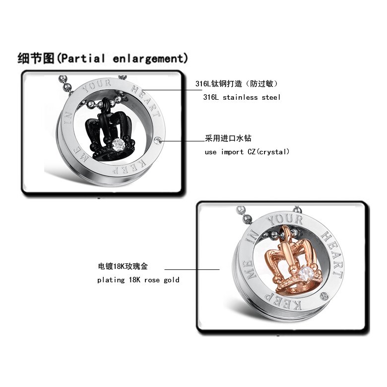 Wholesale ashion stainless steel couples Necklace TGSTN051 4