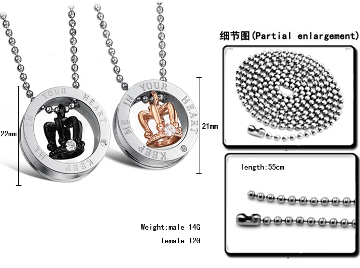 Wholesale ashion stainless steel couples Necklace TGSTN051 5