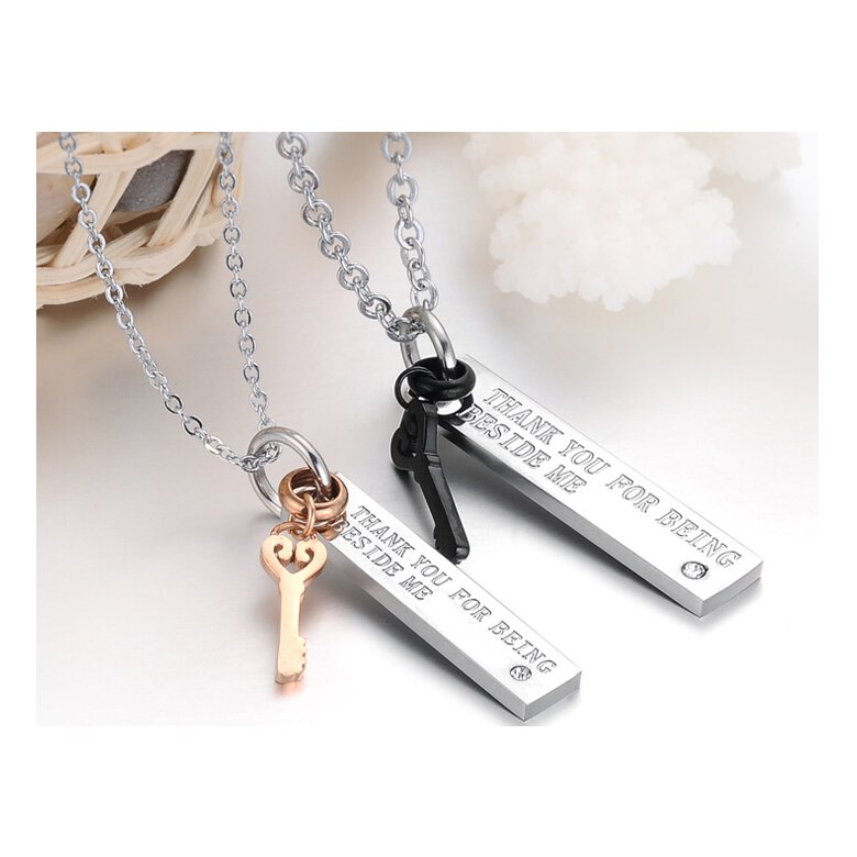 Wholesale Free shipping fashion stainless steel couple Necklace lover's jewelry TGSTN025 1