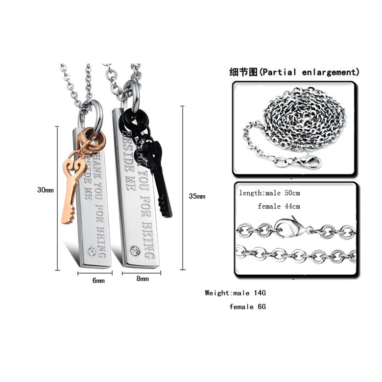 Wholesale Free shipping fashion stainless steel couple Necklace lover's jewelry TGSTN025 4