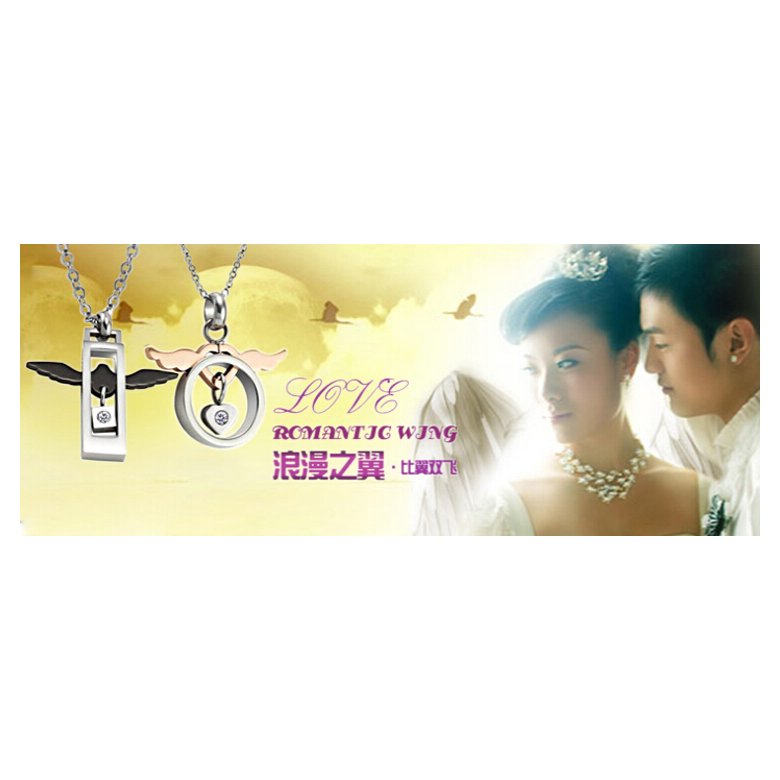Wholesale Fashion stainless steel lover's jewelry Angel Wings couple Necklace TGSTN052 0