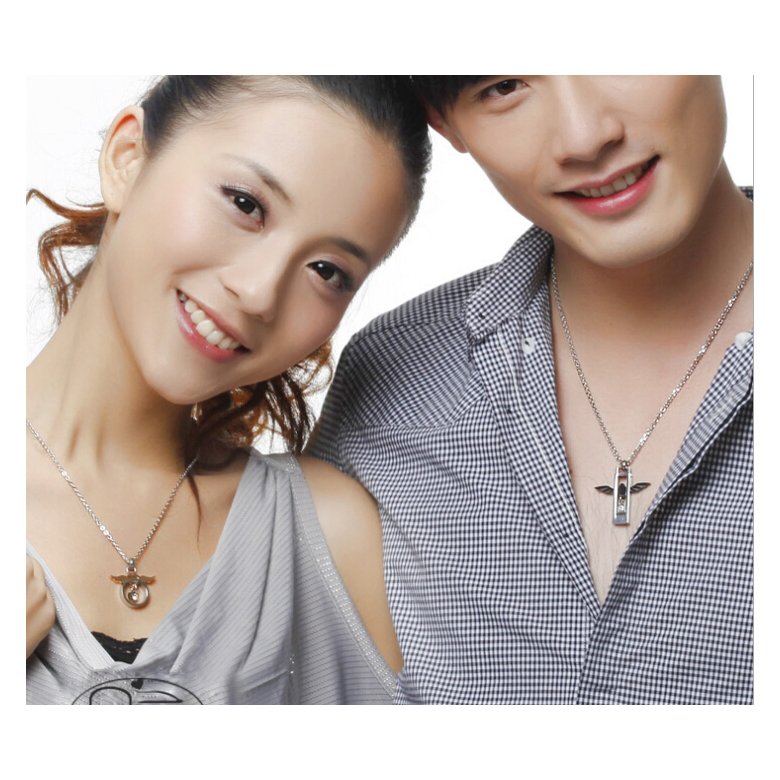 Wholesale Fashion stainless steel lover's jewelry Angel Wings couple Necklace TGSTN052 1