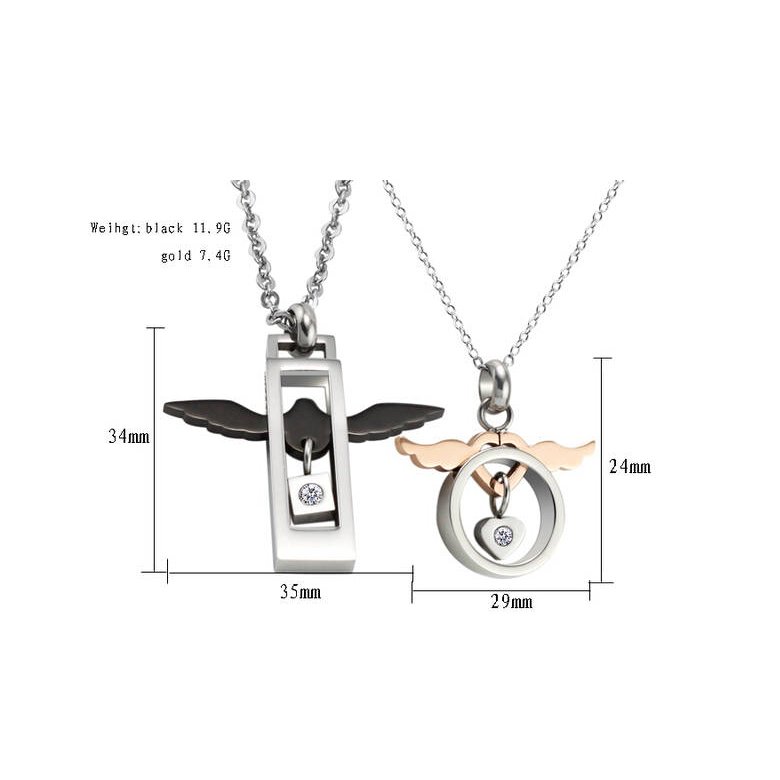 Wholesale Fashion stainless steel lover's jewelry Angel Wings couple Necklace TGSTN052 4