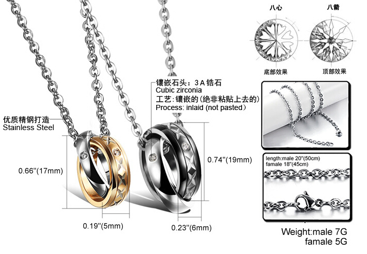 Wholesale Fashion Stainless Steel Couples Pendants New ArrivalLover TGSTN057 8