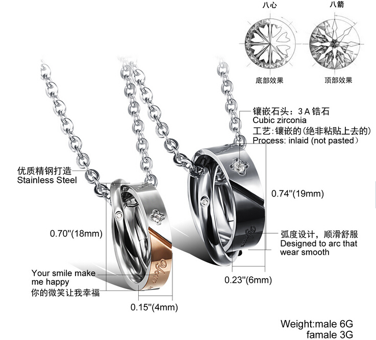 Wholesale New Style Fashion Stainless Steel Couples necklace New ArrivalLover TGSTN061 7