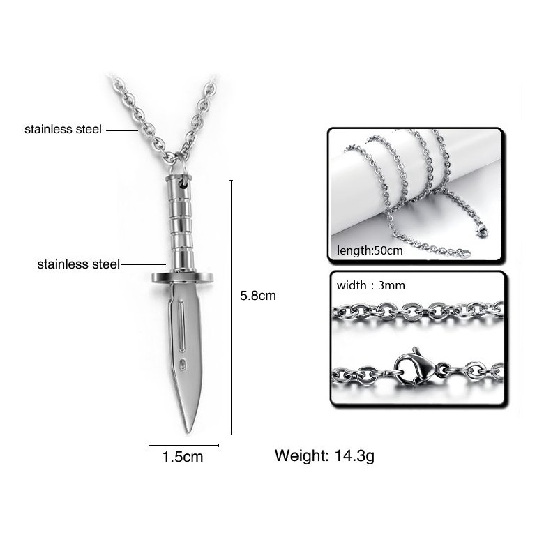 Wholesale Free shipping dagger stainless steel Necklace TGSTN130 2