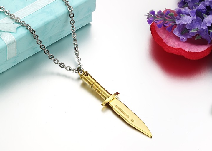 Wholesale Free shipping dagger stainless steel Necklace TGSTN130 5