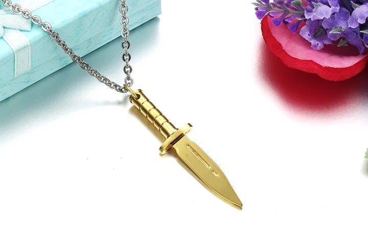 Wholesale Free shipping dagger stainless steel Necklace TGSTN130 7