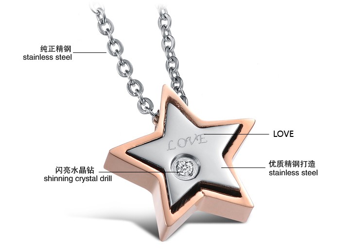 Wholesale Most popular stainless steel star couples Necklace TGSTN032 1