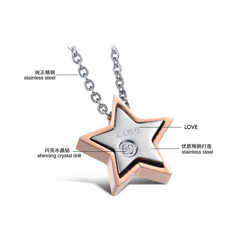 Wholesale Most popular stainless steel star couples Necklace TGSTN032 1