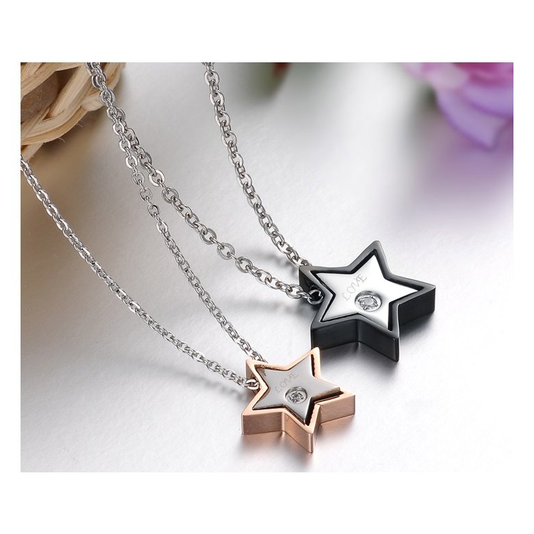 Wholesale Most popular stainless steel star couples Necklace TGSTN032 2