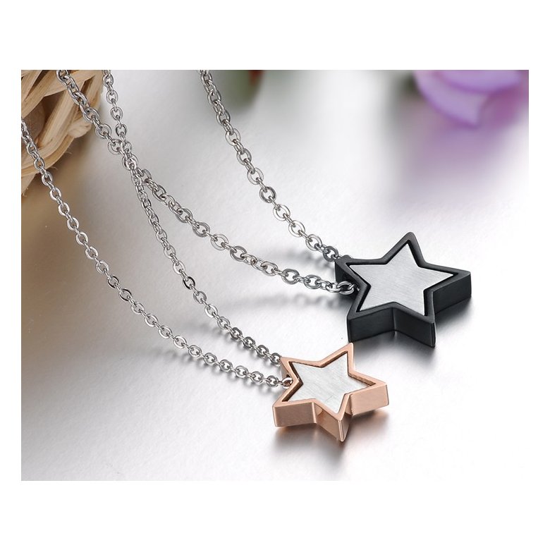 Wholesale Most popular stainless steel star couples Necklace TGSTN032 3