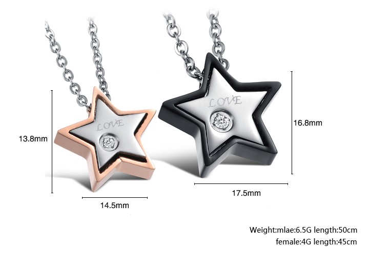 Wholesale Most popular stainless steel star couples Necklace TGSTN032 4