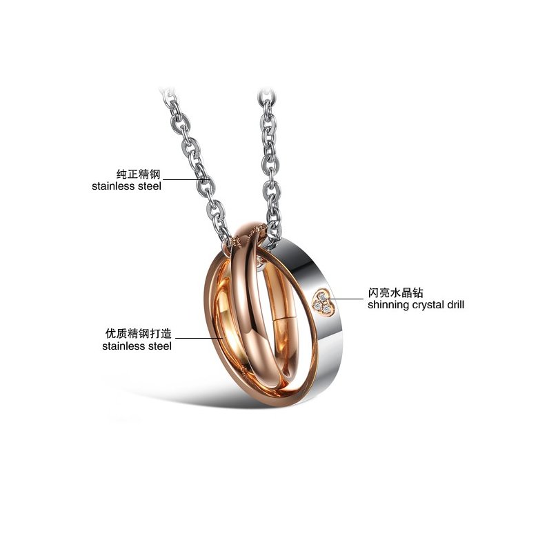 Wholesale Most popular rose gold stainless steel couples Necklace TGSTN040 1