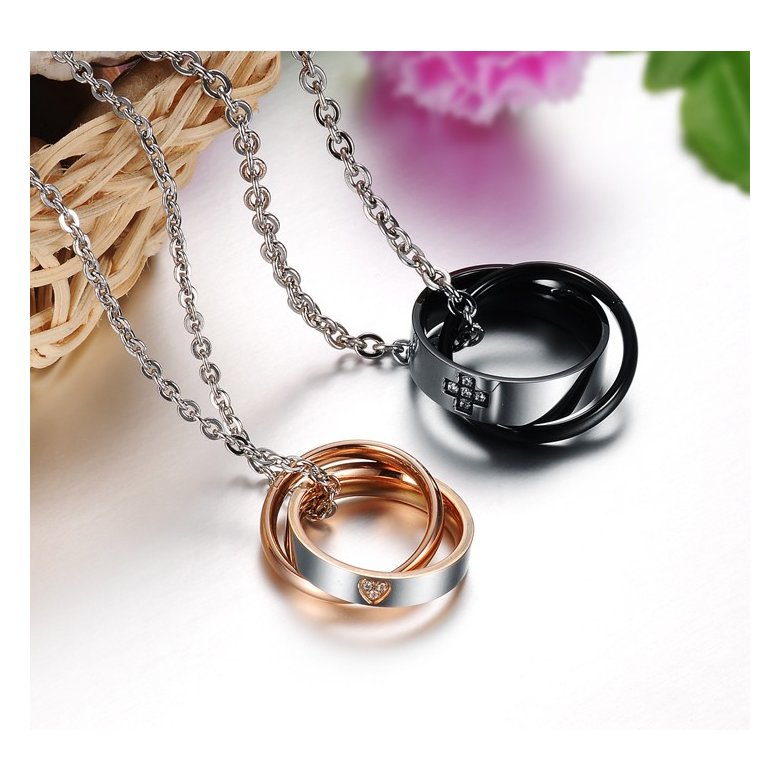 Wholesale Most popular rose gold stainless steel couples Necklace TGSTN040 2