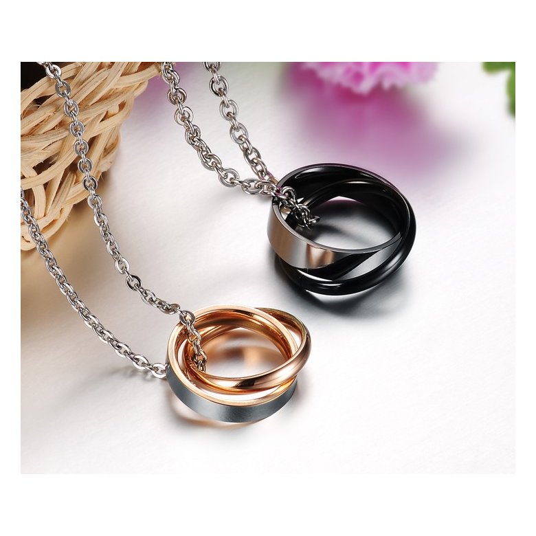 Wholesale Most popular rose gold stainless steel couples Necklace TGSTN040 3