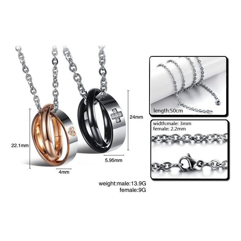 Wholesale Most popular rose gold stainless steel couples Necklace TGSTN040 4