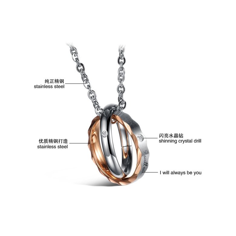 Wholesale Most popular rose gold stainless steel couples Necklace TGSTN121 1