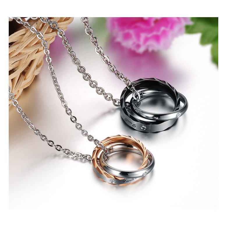 Wholesale Most popular rose gold stainless steel couples Necklace TGSTN121 2