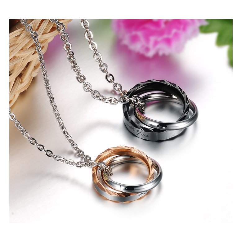 Wholesale Most popular rose gold stainless steel couples Necklace TGSTN121 3