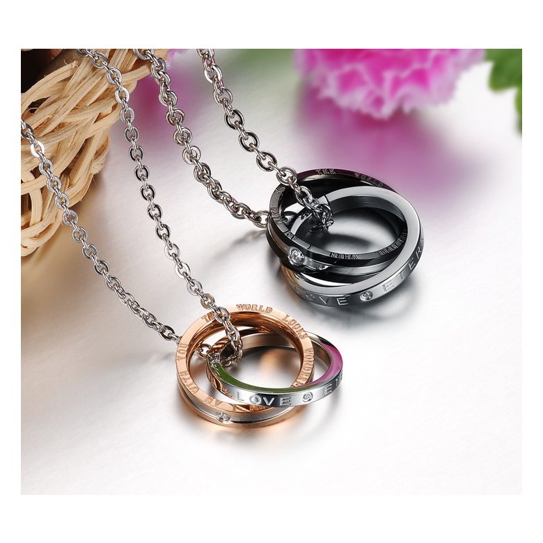 Wholesale Fashion rose gold stainless steel couples Necklace TGSTN041 2
