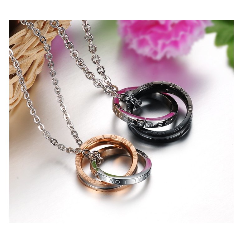 Wholesale Fashion rose gold stainless steel couples Necklace TGSTN041 3