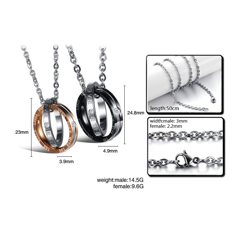 Wholesale Fashion rose gold stainless steel couples Necklace TGSTN041 4