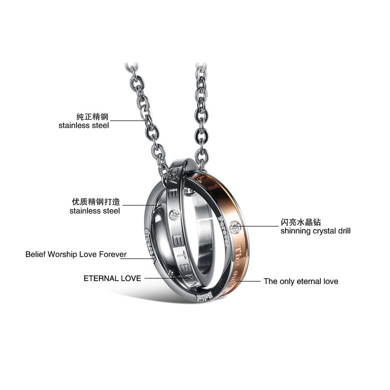 Wholesale Fashion rose gold stainless steel couples Necklace TGSTN122 1