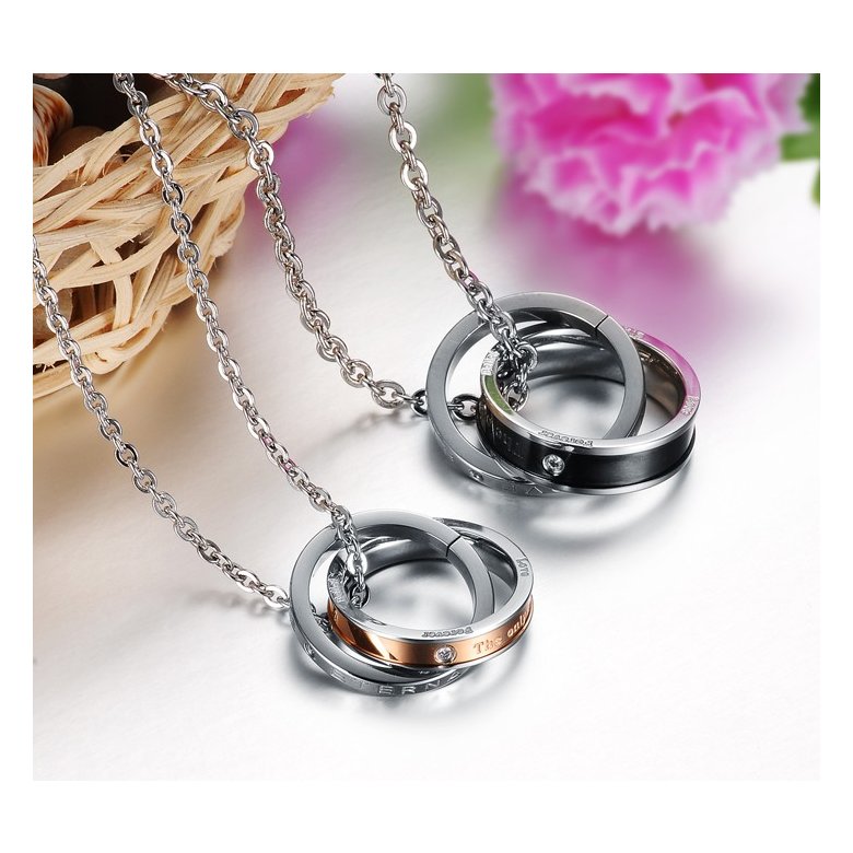 Wholesale Fashion rose gold stainless steel couples Necklace TGSTN122 2