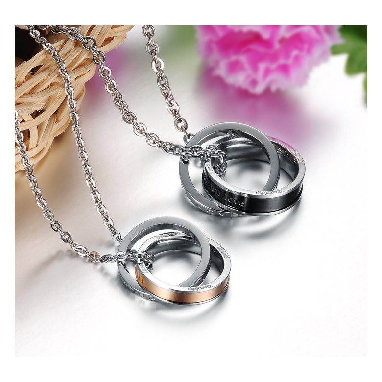 Wholesale Fashion rose gold stainless steel couples Necklace TGSTN122 3