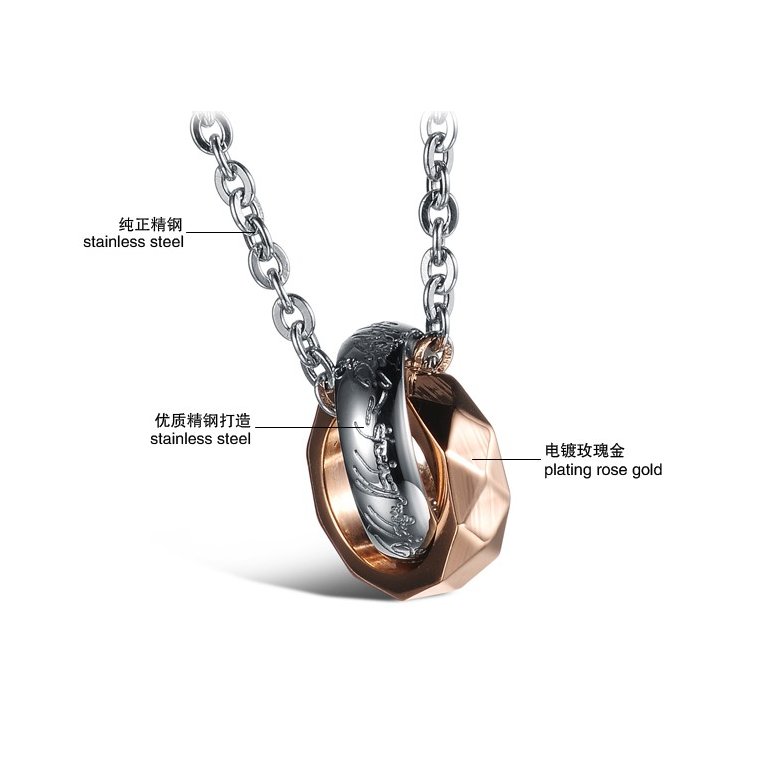 Wholesale Free shipping fashion rose gold stainless steel couples Necklace TGSTN042 1