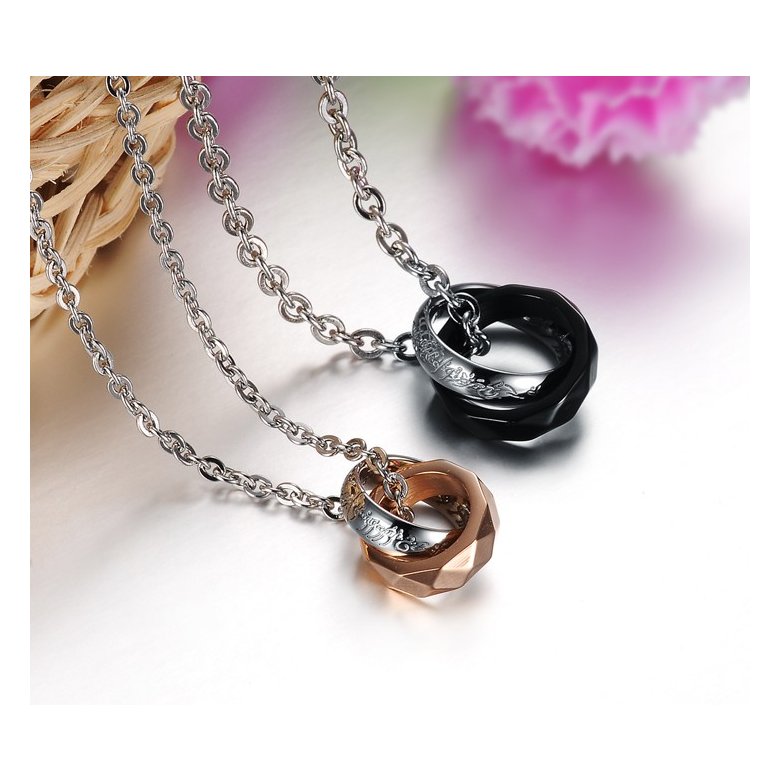 Wholesale Free shipping fashion rose gold stainless steel couples Necklace TGSTN042 2