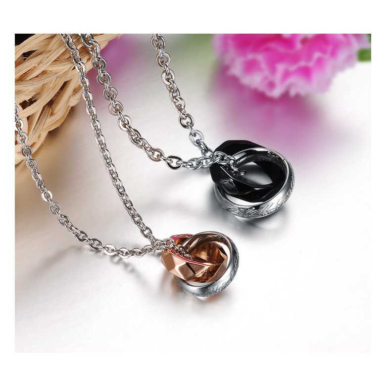 Wholesale Free shipping fashion rose gold stainless steel couples Necklace TGSTN042 3