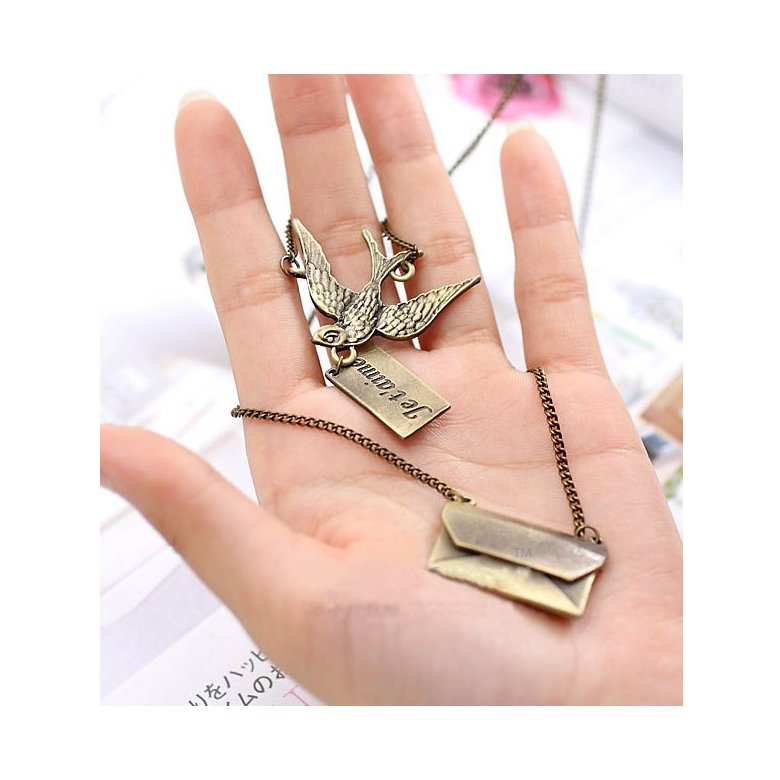 Wholesale Fashioh wholesale jewelry Notification Envelope Owl Magic Pendant Necklace Statement Necklace VGN004 0