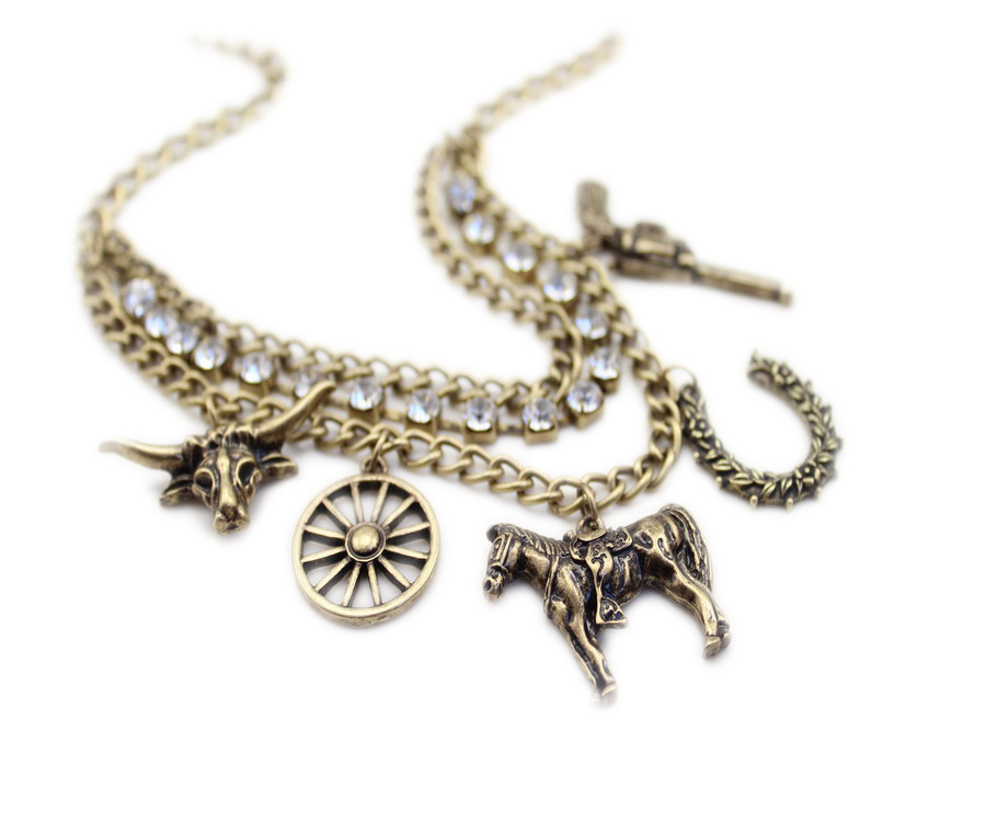 Wholesale Fashion pony horse Pendant Necklace for Women Layered Chain on the Neck With Lock Punk Jewelry  VGN010 2