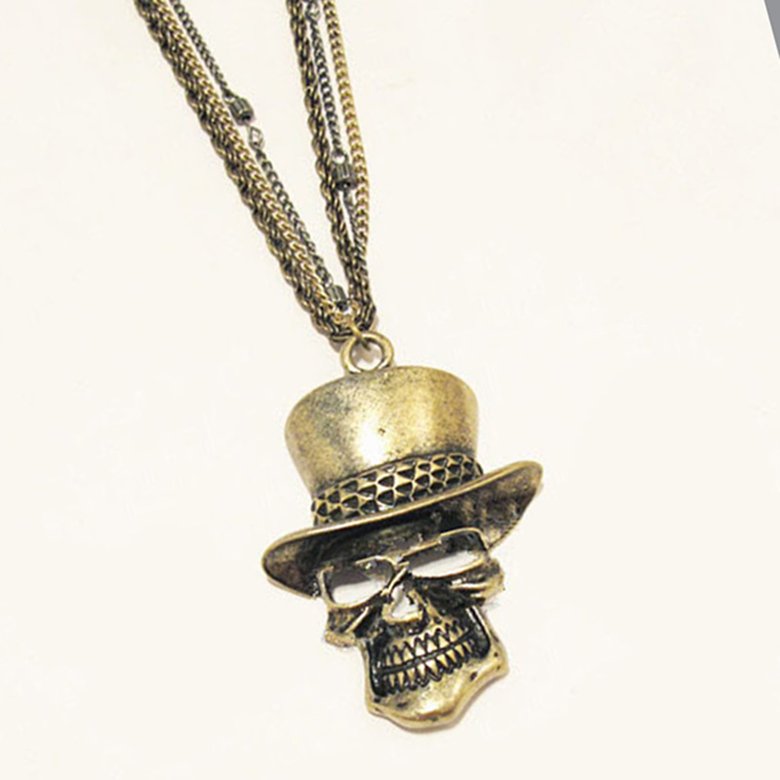 Wholesale 2020 Western Vintage Hip-hop Plain Pendant Necklace Stainless Steel Skull Pendant Necklace Trendy for women Jewelry VGN013 2